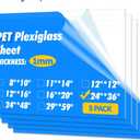 Art3d Plexiglass Sheets, Clear & Flexible, 5-Pack of 24 x 36"Transparent PET, 1/16 inch Thick, Plexiglass Cut to Size, Plastic Sheets for Craft, Picture Frames, Windows and DIY Displays