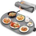 Warming Mat for Food with Heat-Resistant Pad(24"x15"),Food Warming Mats for Countertop, Roll Up Silicone Warmer Mat for Party Buffet, Christmas House Warming Gift for Home Hosting Daily Use(Gray)