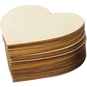 50PCS Wooden Hearts for Crafts, 4 Inch Unfinished Wood Hearts Shape Cutout Slices Pieces for DIY Crafts Projects Painting Staining Burning Engraving Carving Coasters