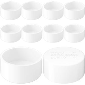 2 Inch PVC Cap, Fits Standard 2" SCH 40 PVC Pipe with 2.375" OD, 10 Pcs | Furniture Grade White PVC End Caps for Clean Secure Pipe Closure, DIY Furniture, Garden Irrigation, Plumbing