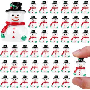 60 Pcs Mini Snowman Figurines Christmas Figurines to Hide Tiny Small Resin Snowman Figures Decorations Micro Landscape Crafts Garden Dollhouse Ornaments for DIY Xmas Home Party Decor