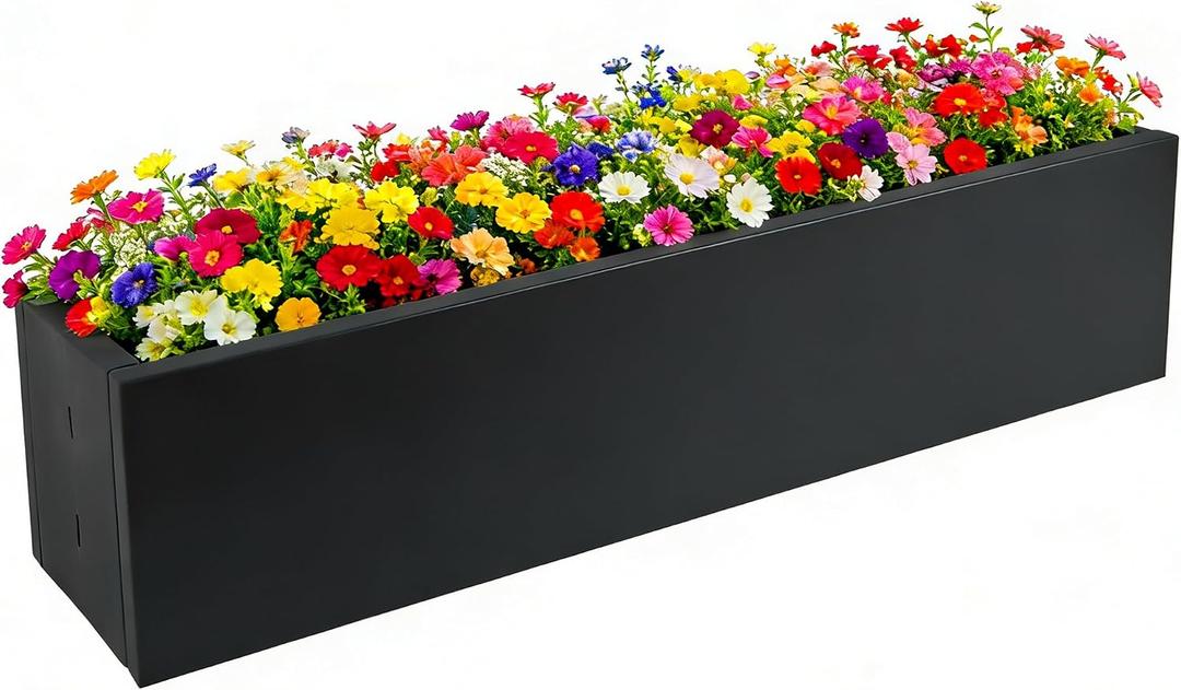 Metal Railing Planter Box, 30 Inch Balcony Planters with Adjustable Brackets, Large Hanging Planters for Outdoor Fence Deck