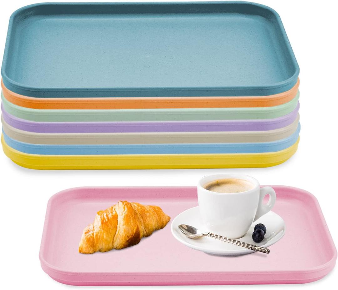 Plastic Art Trays,8 Pack Stackable Activity Tray Crafts Organizer Tray Serving Tray Jewelry Tray for DIY Projects, Painting, Beads, Organizing Supply,8 Color (12.2 x 8.9 Inches)