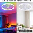 RGB Ceiling Fans with Lights and Remotes, 20 Inch Modern LED Low Profile Ceiling Fan, Quiet Reversible DC Motor, 6 Speeds, Dimmable Smart Fandelier Ceiling Fan Light for Bedroom, Living Room