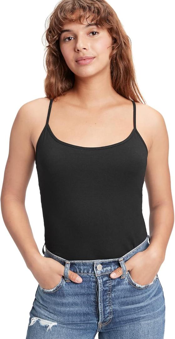 GAP Womens Fitted Cami (Medium Petite, True Black)