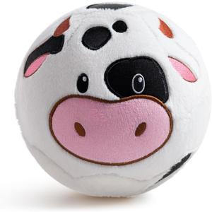 VangeBow Silent Indoor Soccer Balls for Toddlers 1-3, Inflatable Soft Plush Baby Toddler Soccer Ball Toys Gifts for Kid 3-5 Year Old Boy Girl First Birthday Gift (Cow, Pump Include)