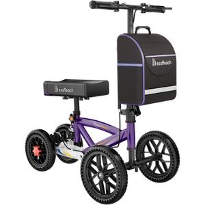 BlessReach All Terrain Foldable Knee Scooter Walker, Disc Brake Knee Walker for Foot Injuries, Compact Crutches Alternative (Purple)