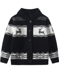 Fdqin Kids Boys Girls Christmas Cardigans Ugly Xmas Sweaters Reindeer Snowflake Shawl Collar Knitted Cardigan Sweater 4-5 Y