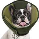 AOFITEE Dog Cone - Soft Cones Dog After Surgery, Comfy Cones for Dogs to Stop Licking, Adjustable Small Dogs Cone Collar for Wound Healing, Elizabethan Pet E-Collar, Army Green Small