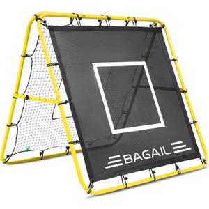 BAGAIL Soccer Rebounder Net, 4 x 4 Ft Pitch Back Baseball Softball Rebounder, Angle Adjustable Rebound Net for Control, Passing Practice, Easy Setup Bounce Back Net Gifts for Training