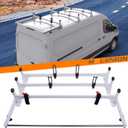 MELIPRON Van Ladder Roof Rack Fit for Ford Transit 150 250 350 Cargo Van 3 Crossbars with Rear Cargo Roller