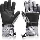 BOSONER Ski Snowboard Gloves, Waterproof Winter Warm Gloves, Cold Weather Touchscreen Snow Gloves for Mens, Womens, Kids Skiing,Snowboarding (M(Fit Women and Boys 11-14 years), Gray)