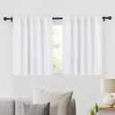 RYB HOME Bathroom Window Curtains - Thermal Insulating Privacy Small Window Curtains Short for Bedroom Basement Kitchen Kids Nursery Cabinet, Wide 42 x Long 30 inches, 2 Panels, Pure White
