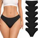 MANGOPOP Womens Underwear Bikini Panties with Cotton Gusset Stretch Underwear for Women 6 Pack (X-Large, Black)