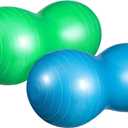 Meooeck 2 Pcs Peanut Ball for Kids 39 x 20 and 31 x 15 Peanut Exercise Ball Yoga Balance Stability Sitting Ball Flexible Seating for Therapy, Labor, Birthing Dog Training, Green and Blue, with Pump