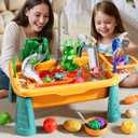 NIPLOOOW Kitchen Sink Toys Toddlers 3-5, Play Sink with with Electric Water Pump, Water Table for Kids Ages 4-8, Fishing Game Outdoor Toys Pretend Role Play Toys for Boys Girls 3 4 5 6 7 8