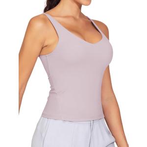 Dragon Fit Women's Padded Workout Tank Tops Fitted Wirefree Longline Sports Bra for Gym Yoga (Pink, M)