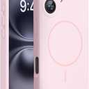 Miracase Magnetic for iPhone 16 Plus Case, [Soft Anti-Scratch Microfiber Lining], Compatible with MagSafe, Liquid Silicone Shockproof Drop Protection Phone Case for 16 Plus,Sand Pink