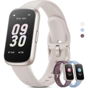 Health Fitness Tracker Smart Watch with 24/7 Heart Rate, Blood Oxygen, Sleep Tracker, Pedometer, 3 Colorful Bands & 3ATM Waterproof Activity Tracker with Step Calorie Counter, Starlight