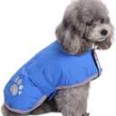 Queenmore Cold Weather Dog Coats Loft Reversible Winter Fleece Dog Vest Waterproof Pet Jacket in Extra Small, Small, Medium, Large Extra Large Sizes (Blue) XS