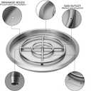 Stanbroil 19 Inch Drop-in Round Fire Pit Kit with Spark Ignition Kit, Propane Gas Version, 304 Stainless Steel, 22"D x 22"W x 2"H