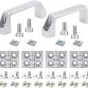 4 Sets 1010 Hinges and 10 Series Extrusion 1.0 Inch Door Handles 1010 Aluminum Profiles Pivot Hinges with Nut for 10/10 1" x 1" Extruded Aluminum Profile