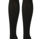 WiliW 2 Pairs Christmas Thigh High Stockings Plus Size, Red White Striped Over Knee High Socks for Women(Black Bow, XL)