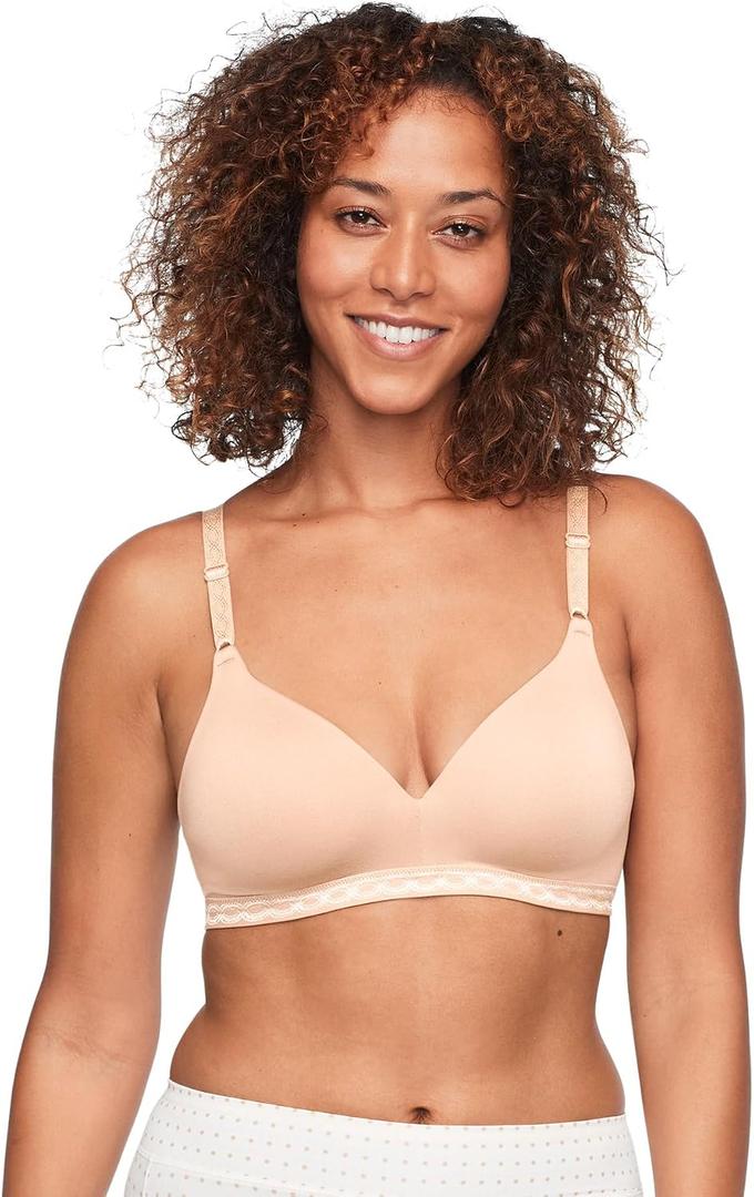 Warner's Women's Blissful Benefits Women's Super Soft Wireless Lightly Lined Comfort Bra (Beige, M)