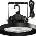 UFO LED Warehouse High Bay Light 150W Dimmable, 5000K Daylight with US Plug Hook 4Ft Cable, 22500LM, IP65 Commercial Area Light Fixture for Factory Barn, UL Listed