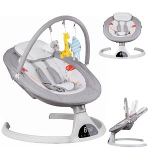 Baby Swing for Infants, Baby Rocker with 5 Speed & 10 Preset Lullabies, Bluetooth Support, 5 Point Harness with Remote Control and 3 Hanging Toys, Gray