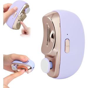 Automatic Nail Clipper Electric Nail Trimmer Polisher 3 in 1 Portable Fingernail Cutter with Light 2 Speeds File Nail Clip Storage Rechargeable Safety Trimmer for Seniors Adults Kids Baby (Purple)