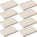 Highergo 8 Pcs Small Velvet Jewelry Trays Stackable Drawers Organizer Ring Earring Storage Trays, 8.3x4.7x1''(7 Long Slots)