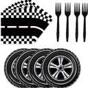 72 Pcs Race Car Paper Plates and Napkins - Disposable Party Plates and Napkins Tableware Set for Boys Birthday or Baby Shower (Race Car)