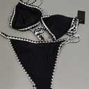 SherryDC Womens Sexy Color Block Bikini Sets High Cut Thong Two Piece Swimsuit Self-tie Bathing Suit, Size Large