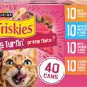 Purina Friskies Gravy Wet Cat Food Variety Pack, Surfin and Turfin Prime Filets Favorites - (Pack of 40) 5.5 oz. Cans (EXP 01/31/28)