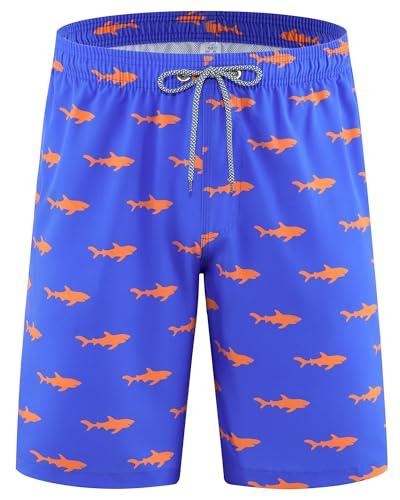 APTRO Men's Quick Dry Swim Trunks 9" Bathing Suit Breathable Board Shorts Summer Beach Swimwear Shark Orange 1XL