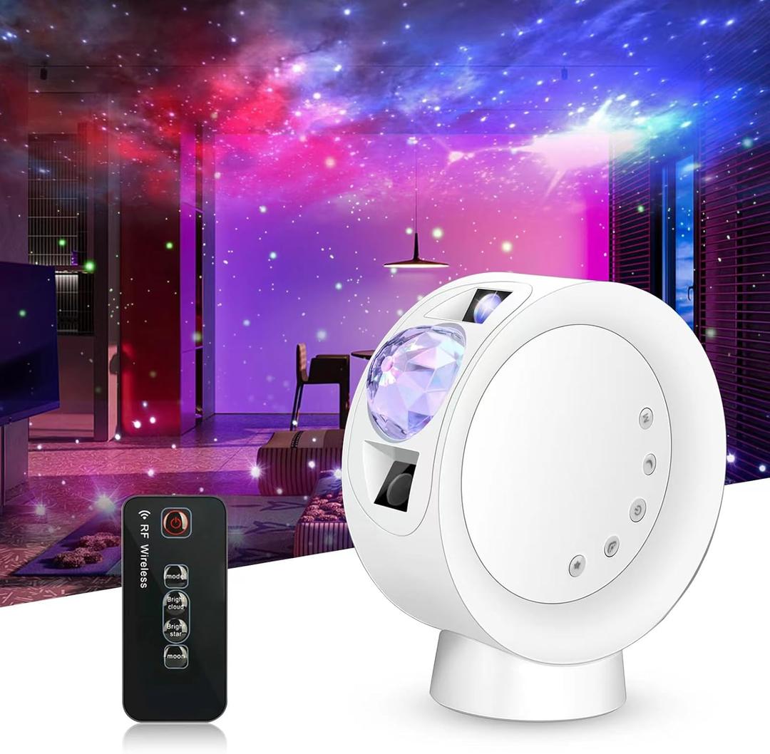 Portable Star Projector Light, Galaxy Sky Projector with Remote Control, Night Lights Projector for Adults Kids Bedroom, Party, Home Deco, White, GGE01W