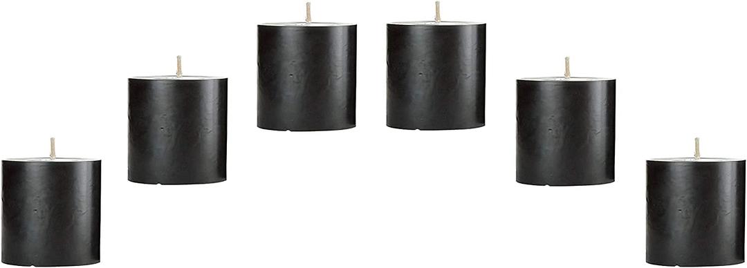 Aura Decor 2x2Inch High Pillar Candles, Unscented. Bulk Buy, Using a Wax Blend. Ideal for Wedding, Emergency Lanterns, Spa, Aromatherapy, Party, Reiki, Candle Gardens (6, Black)