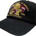 250th Anniversary USA Hat,Adjustable American Hat Embroidered Patriotic Hats for Men&Women (Black)