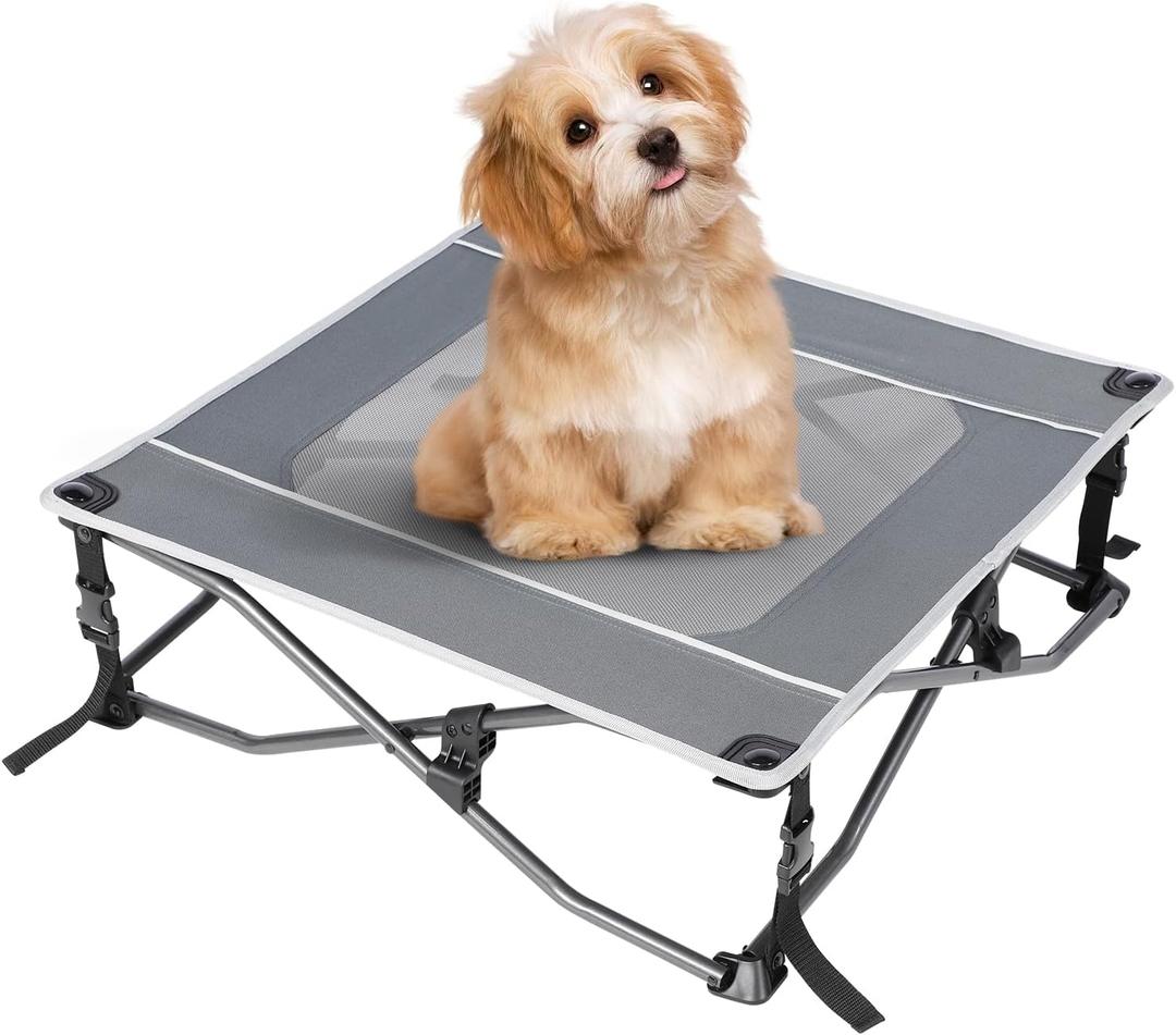 TIMBER RIDGE Elevated Outdoor Dog Bed Portable Cooling Raised Cot with Breathable Mesh, Grey (24.8"L x 24.8"W x 8.3"Th)