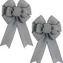 2pcs Black White Stripe Wreath Bows, Farmhouse Burlap Bow for Wreath Rustic Crafts Decorative Hanging Ornament Bow for Indoor Outdoor Wedding Holiday Birthday Party Decor
