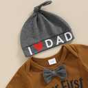 Newborn Baby Boy Clothes Short Sleeve Romper and Pants Hat Infant Boy Coming Home Outfit 3Pcs (3-6 Months)