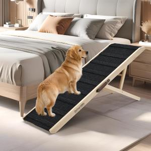 Dog Ramp for High Bed - 51.2" Long Foldable Pet Ramp for Small Large Dogs - Dog Ramps for Couch Beds Car/SUV - Pet Stairs High Traction with Buffe Platform 5 Adjustable Heights 14" to 28" Up to 150LBS