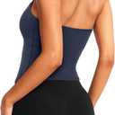 LASLULU Womens Sexy Halter Sports Bra Workout Tops Wirefree Sleeveless Gym Yoga Tank Tops Y2k Casual Crop (Blue, M)