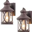 Outdoor Wall Lights with Dusk to Dawn, Exterior Wall Lanterns Lighting Fixtures Porch Sconces Bronze Wall Mount Outdoor Lights with Photocell for Patio Yard Front Porch Garage, 2-Pack