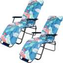 Huwena 2 Pcs Outdoor Lounge Chair Cushions 67 x 21 Inch Patio Lawn Lounger Cushion Floral Printed Thickened Lounge Chaise Pads Replacement for Outdoor Indoor Furniture(Fresh)