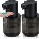 2 Pack Automatic Soap Dispenser, Touchless Automatic Liquid Soap Dispenser, Electric Wall Mounted Dispenser, 13.5oz/380ML USB Rechargeable with 4-Level Adjustment for Bathroom, Kitchen & Office (Black)
