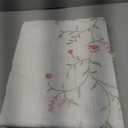 Laolitou Spring Pink Floral Table Cloth Rectangle Table, Embroidery Heavy Duty Cotton Linen Tablecloth, Farmhouse Rustic Waterproof Wrinkle Free Tablecloths with Tassels, Pink Flower, 55120 Inch