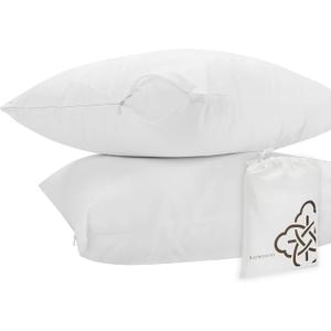 Bioweaves 100% Organic Cotton Breathable Pillow Protectors GOTS Certified with Zipped Closure Standard, 20 x 26 inches, 2-Pack