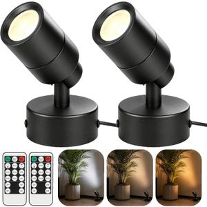 Spot Lights Indoor, 5W Plants Uplights Indoor with Remote Control Timer&Dimmable, 3CCT LED Picture Display Light Accent Lighting, Floor Spotlight Indoor for Tree, Artwork, 5.9 FT Plug Cord&Foot Switch